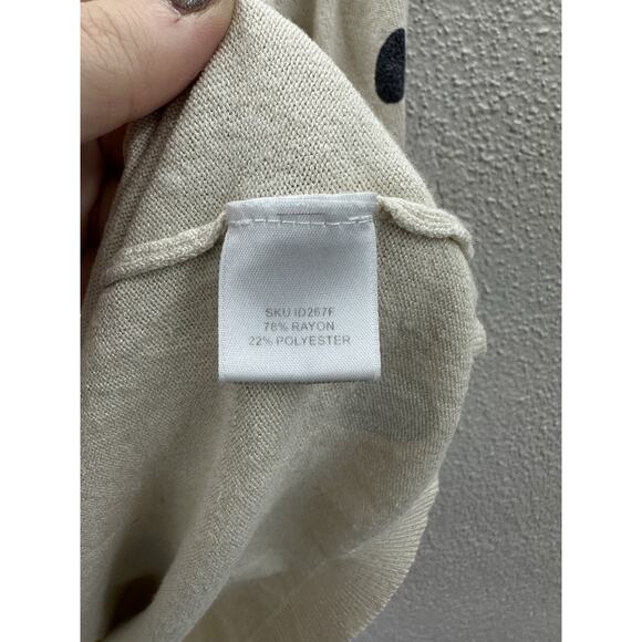 Absolutely Womens Sweater Size Small Tan Black Polka Dot Long Sleeve Lightweight - Picture 4 of 9